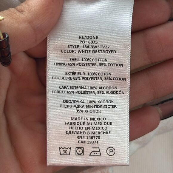 ReDone 70s Stovepipe Jeans Womens Size 31 White Destroyed - Picture 7 of 11